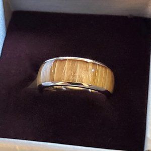 NEW Titanium Hawaiian Koa Wood Inlay Ring, Sz 6